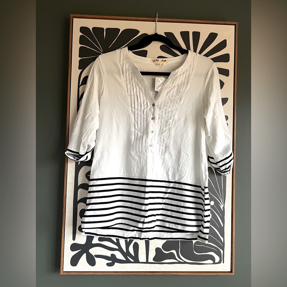 NWT Anthropologie Lili’s Closet 3/4 sleeve striped top Size Small